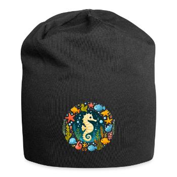 Seepferdchen Meer Seestern Urlaub Fische Tauchen - Jersey-Beanie - Schwarz - Vorne