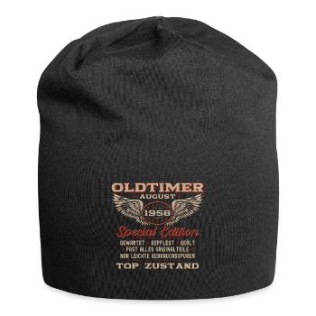 Oldtimer August 1958 Jahrgang 1958 66. Geburtstag - Jersey-Beanie - Schwarz - Vorne