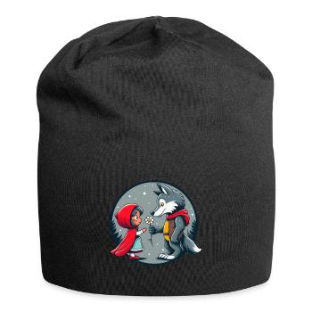 Petit Chaperon Rouge Loup Conte de fées Fleur pour enfants Personnage de conte de fées - Bonnet en jersey - noir - Devant