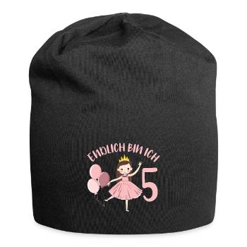 Chemise d’anniversaire princesse enfin 5 ans fille - Bonnet en jersey - noir - Devant