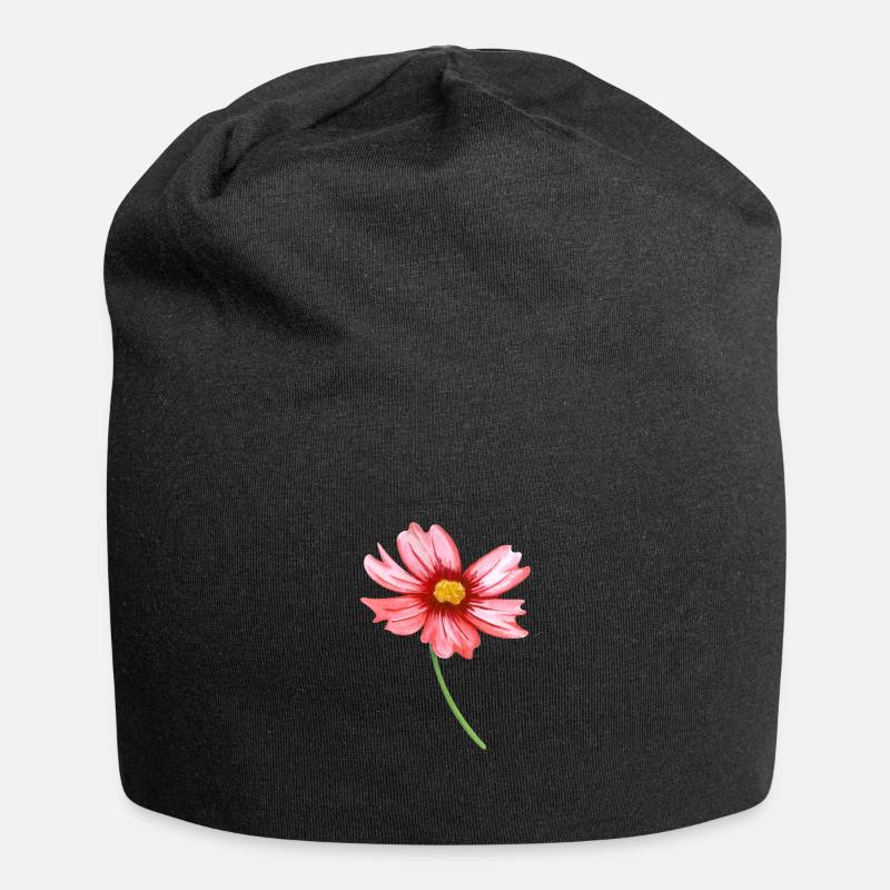 Blume - Jersey-Beanie - Schwarz