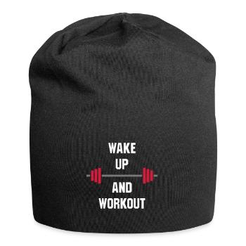 ★ Design colors can be changed ★ Wake up and workout - Jersey Beanie - black - Front