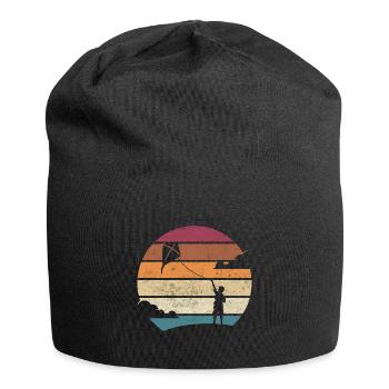 Drachen steigen, Lenkdrachen, Drachenfliegen Retro - Jersey-Beanie - Schwarz - Vorne