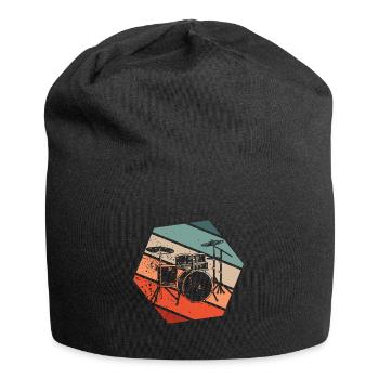 Retro Schlagzeug Drummer Musiker Schlagzeuger - Jersey-Beanie - Schwarz - Vorne