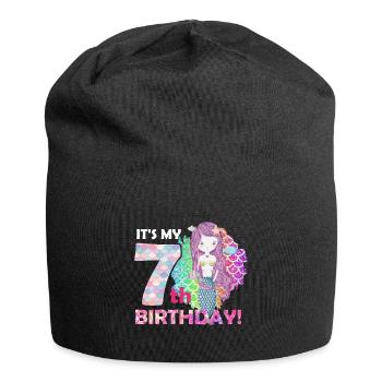 It's My 7th Birthday Mermaid Girl - Jersey-Beanie - Schwarz - Vorne