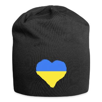 Ukraine Herz Blau Gelb - Jersey-Beanie - Schwarz - Vorne