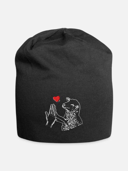 Schaf Herz Hand - Jersey-Beanie - Schwarz