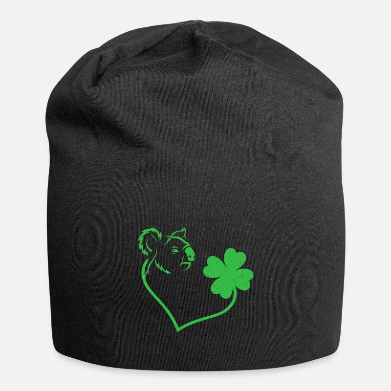 Koala Kleeblatt Herz Liebe - Jersey-Beanie - Schwarz