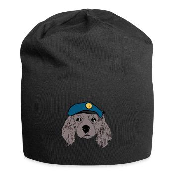Dog Head Cop Policier Chiens Lumière Bleue Travail - Bonnet en jersey - noir - Devant