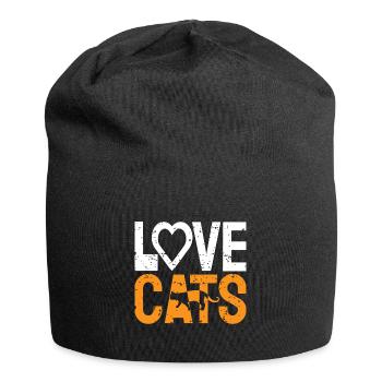 I love Cats ich liebe Katzen - Jersey-Beanie - Schwarz - Vorne