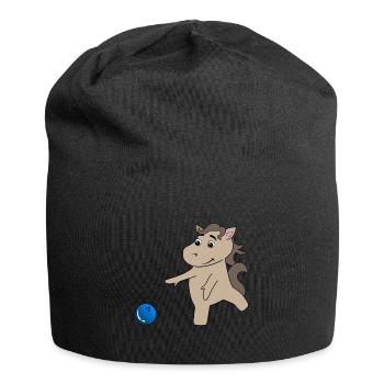 Le poulain de cheval joue au bowling - Bonnet en jersey - noir - Devant