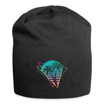 80s Vaporwave Palm Trees Retro Party - Jersey Beanie - black - Front
