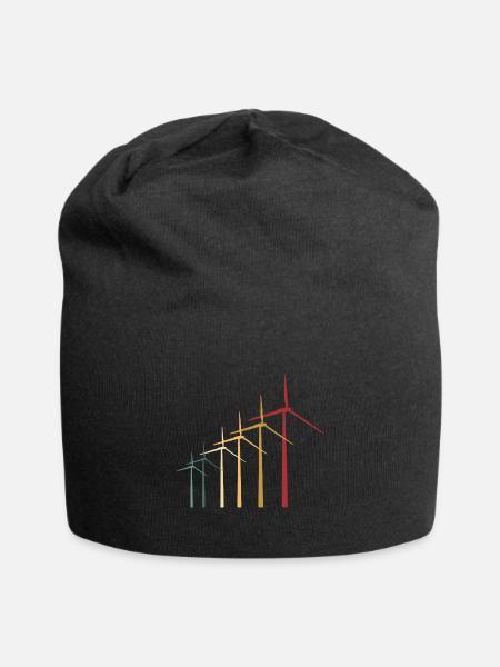 Retro Background Wind Power Lover Renewable Energy - Jersey-Beanie - Schwarz
