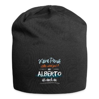 Alberto - Keine Panik. Alles wird gut - Jersey-Beanie - Schwarz - Vorne