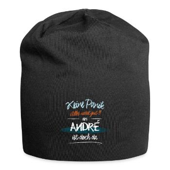 André - Keine Panik. Alles wird gut - Jersey-Beanie - Schwarz - Vorne