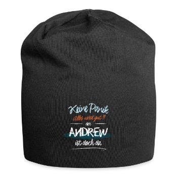 Andrew - Keine Panik. Alles wird gut - Jersey-Beanie - Schwarz - Vorne