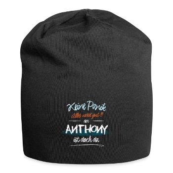 Anthony - Keine Panik. Alles wird gut - Jersey-Beanie - Schwarz - Vorne