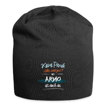 Arno - Keine Panik. Alles wird gut - Jersey-Beanie - Schwarz - Vorne