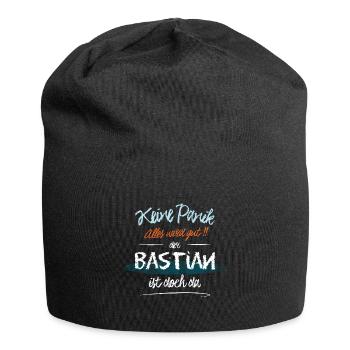 Bastian - Keine Panik. Alles wird gut - Jersey-Beanie - Schwarz - Vorne