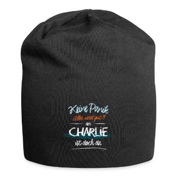 Charlie - Keine Panik. Alles wird gut - Jersey-Beanie - Schwarz - Vorne
