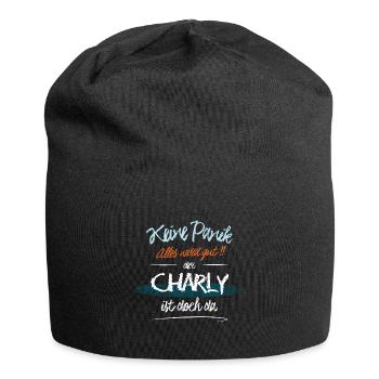 Charly - Keine Panik. Alles wird gut - Jersey-Beanie - Schwarz - Vorne