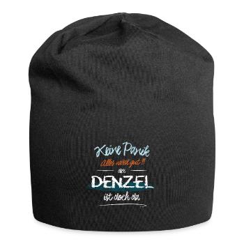Denzel - Keine Panik. Alles wird gut - Jersey-Beanie - Schwarz - Vorne