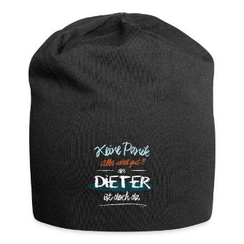Dieter - Keine Panik. Alles wird gut - Jersey-Beanie - Schwarz - Vorne