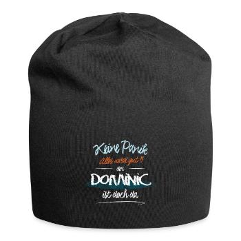 Dominic - Keine Panik. Alles wird gut - Jersey-Beanie - Schwarz - Vorne