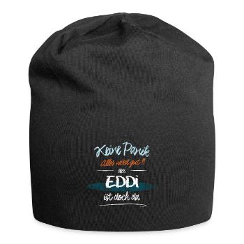 Eddi - Keine Panik. Alles wird gut - Jersey-Beanie - Schwarz - Vorne