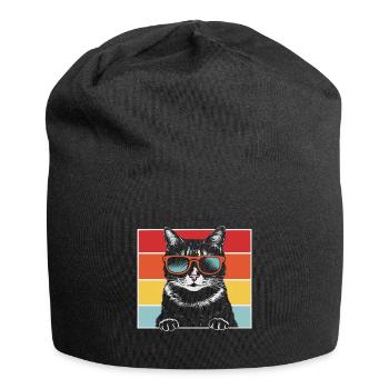 Cat Coolest Pet On Earth Retro Sunglasses Funny - Jersey Beanie - black - Front