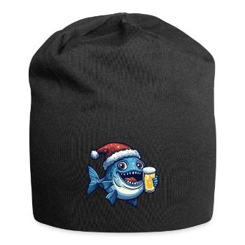 Piranha Fische Weihnachten Bier Lustig - Jersey-Beanie - Schwarz - Vorne