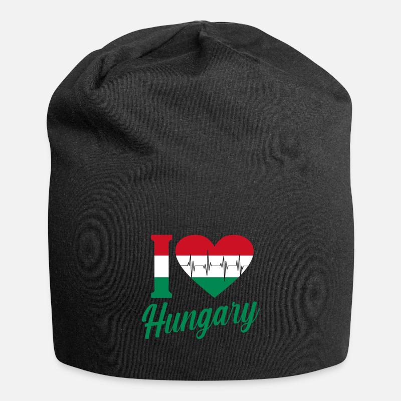 Ungarn - Jersey-Beanie - Schwarz