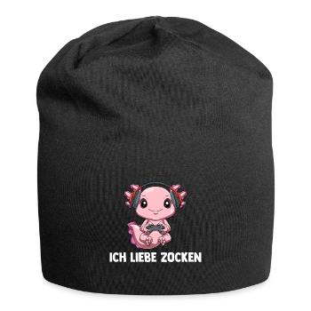 Ich Liebe Computer Zocken - Gaming Axolotl - Jersey-Beanie - Schwarz - Vorne