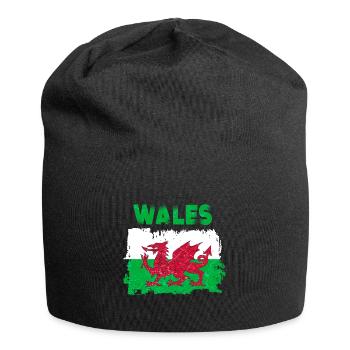 Wales Flag St Davids Day Cymraeg Welsh Coat of Arms - Jersey Beanie - black - Front