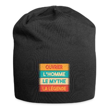 Ouvrier, L'homme, Le mythe, cadeau ouvrier. - Bonnet en jersey - noir - Devant