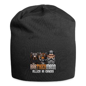 Bärtigermann Bär Tiger Mann Geschenk Bart Sprüche - Jersey-Beanie - Schwarz - Vorne