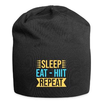 Fitness Fanatics Sleep Eat Hiit Repeat - Jersey-Beanie - Schwarz - Vorne