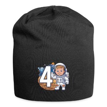 4th Birthday Astronaut Space Adventure for Boys - Jersey-Beanie - Schwarz - Vorne