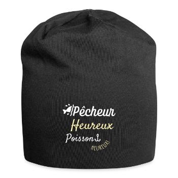 Pêcheur heureux poisson heureux - Bonnet en jersey - noir - Devant