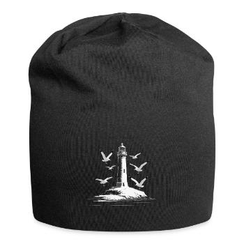 Lighthouse Seagull Harbor Moin Sea Lake - Jersey Beanie - black - Front