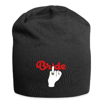 Braut Heirat Hochzeit Mittelfinger - Jersey-Beanie - Schwarz - Vorne