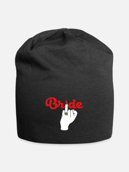 Braut Heirat Hochzeit Mittelfinger - Jersey-Beanie - Schwarz