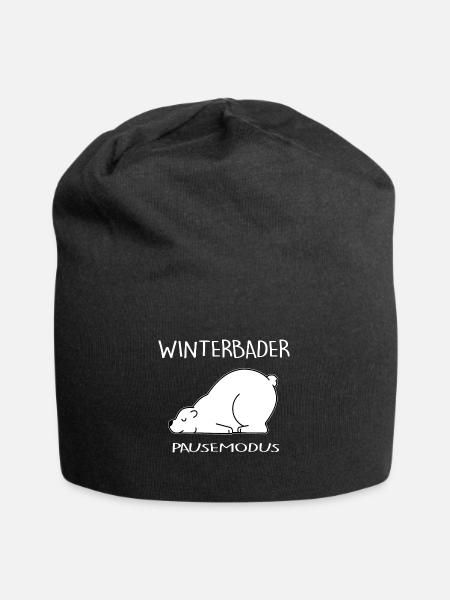 eisbader winterbader eisbär cool cold winter pause - Jersey-Beanie - Schwarz