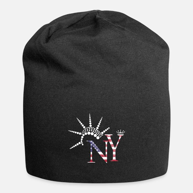 USA New York Flagge Freiheitsstatue Geschenk - Jersey-Beanie - Schwarz