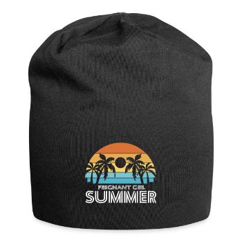 Pregnancy Reveal Pregnant Girl Summer Baby - Jersey-Beanie - Schwarz - Vorne