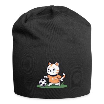 Fußball Katze Kätzchen I lustige Tiere | Sport - Jersey-Beanie - Schwarz - Vorne