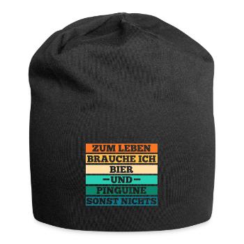 Bier Pinguin - Jersey-Beanie - Schwarz - Vorne