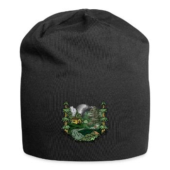 Forêt, Cabane, Nature, Habitant De La Forêt, Amoureux De La Nature - Bonnet en jersey - noir - Devant