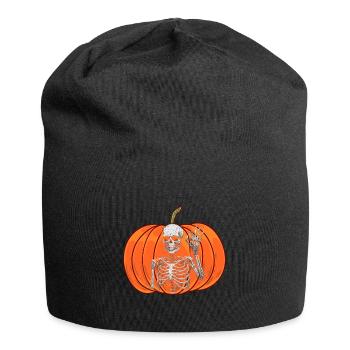 Kürbis Oktober Geist Spuk Halloween Skelett - Jersey-Beanie - Schwarz - Vorne