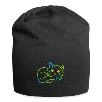 Vintage Cat Retro House Tiger Tired - Jersey Beanie - black - Front